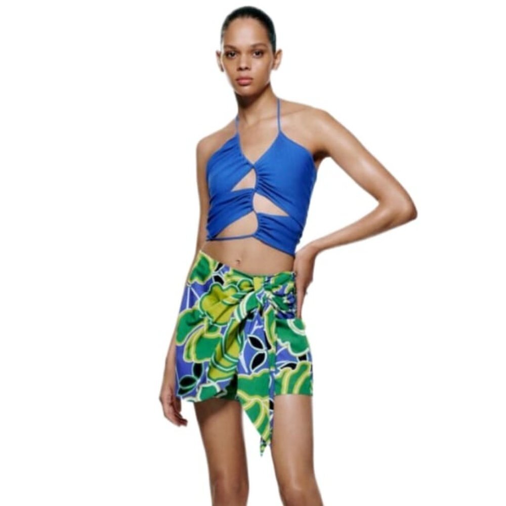 ZARA PRINTED PAREO SKORT MULTICOLOURED | 7484/030 SIZE XS